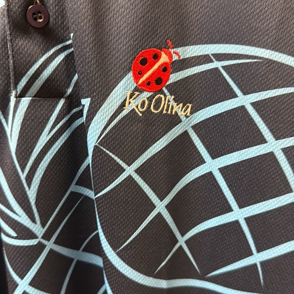 Only worn once Aloha! Navy Blue Pineapple Print Polo Shirt - Picture 4 of 5